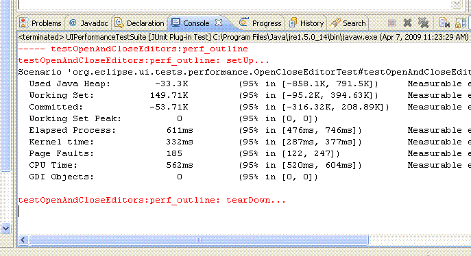 Console with test results.