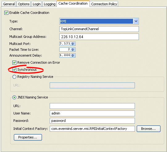 Cache Coordination Tab, Synchronous Field