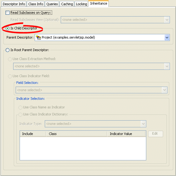 Inheritance Tab, Child Descriptor Option