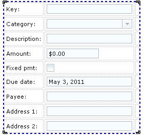 The new selectedPayment grid has a row for each field in the record.