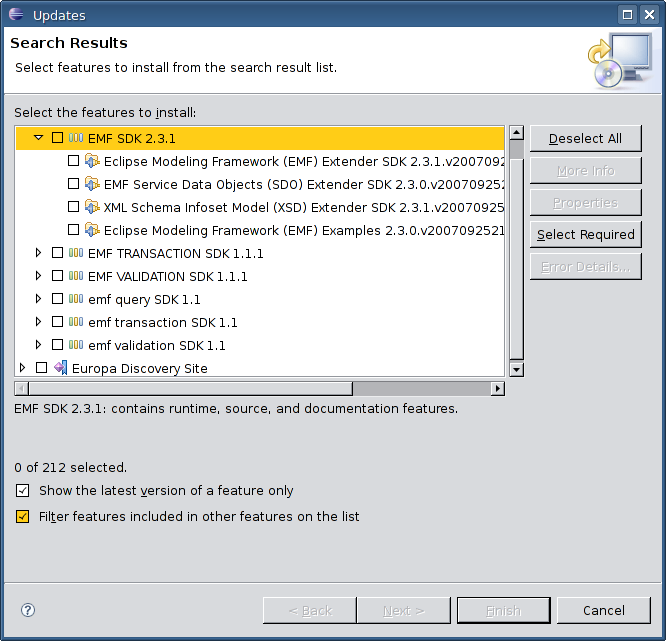 Filtered List -- Subset of Features