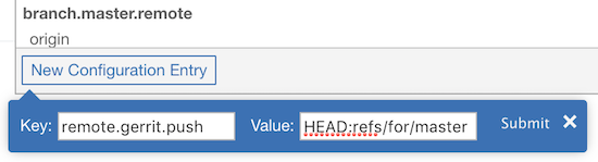 The new gerrit push configuration entry
