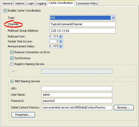 Cache Coordination Tab, Channel Field