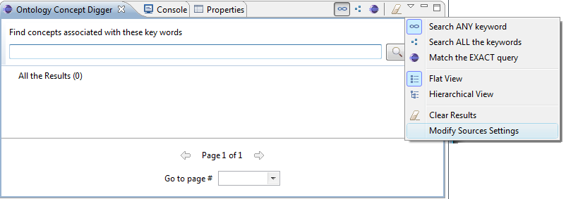 Ontology Concept Digger : modify sources settings