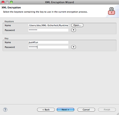 XML Encryption Wizard page 2