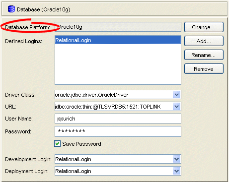 Database Property Sheet, Database Platform Options