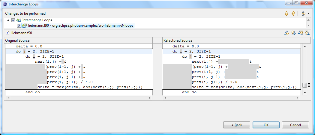 Simple example of Interchange Loops refactoring