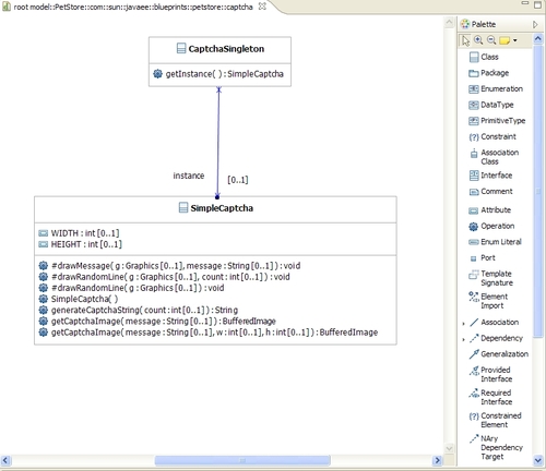 One UML class diagram, a focus on SimpleCaptcha class.