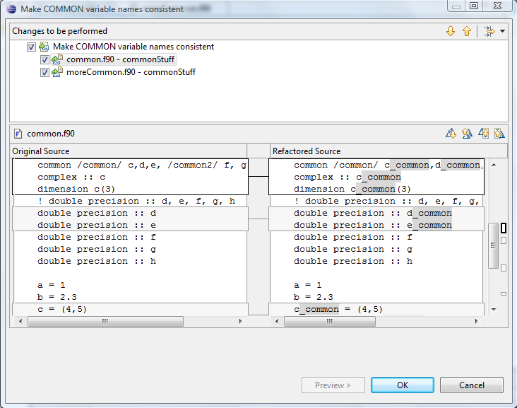 Example of Make COMMON variable names consistent refactoring.