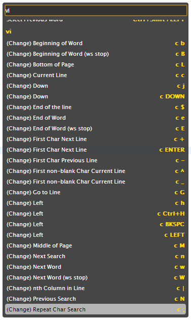 vi bindings