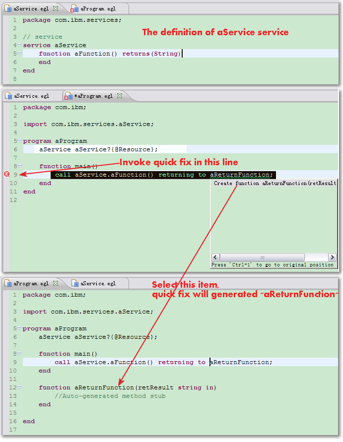 Using quick fix to create callback function