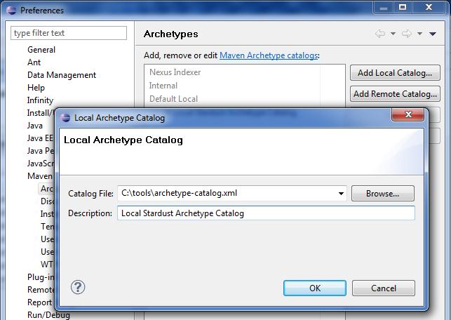 Creating a local Stardust Archetype Catalog in M2 Eclipse