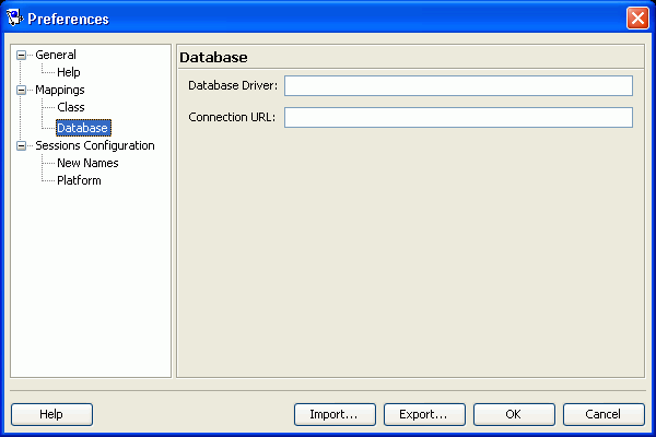 Preferences – Mappings – Database Preferences Dialog Box