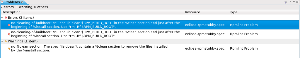 Specfile problems rpmlint.png