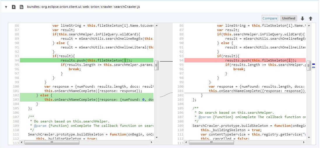 Code diff sidebyside