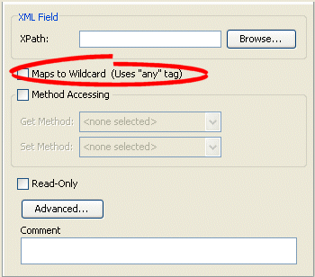 Mapping Tab, Maps to Wildcard Option