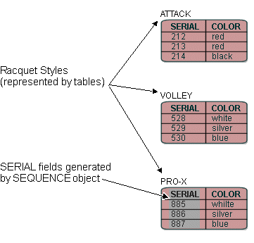 Example of Database Tables–Racquet Information