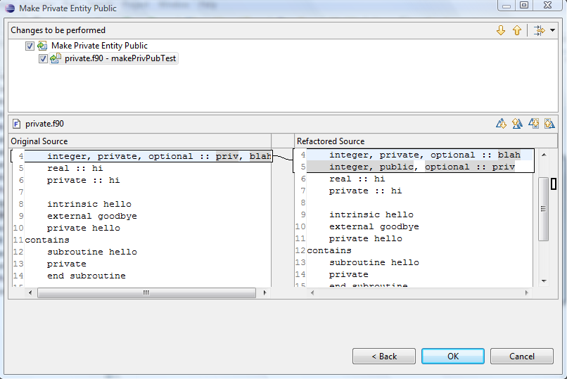 Example of make private entity public refactoring.