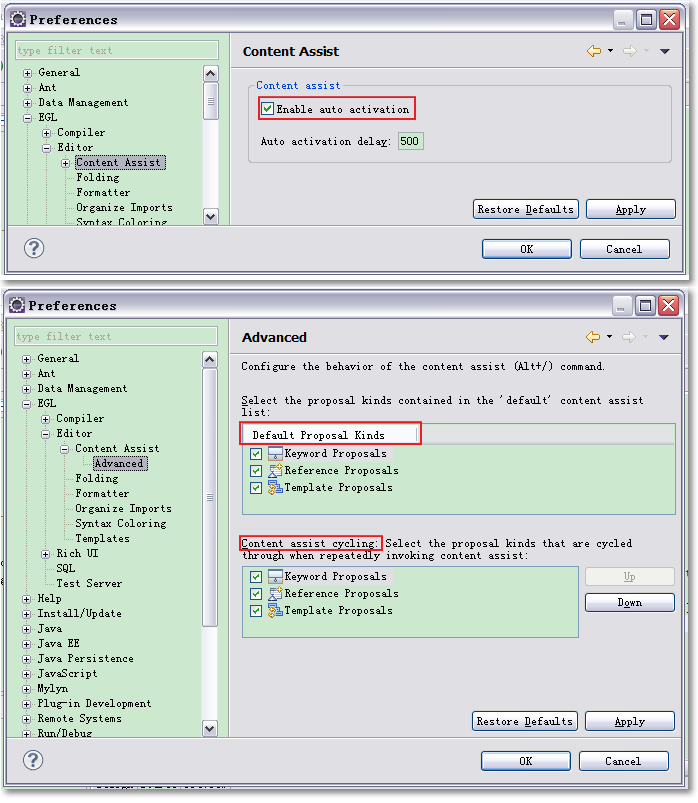 Content Assist Configuration