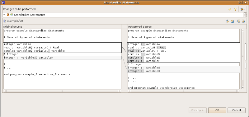 Example of the Standardize Statements refactoring