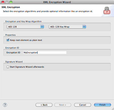 XML Encryption Wizard page 3