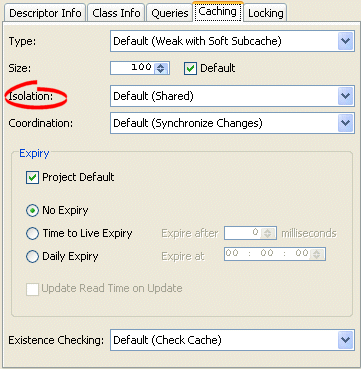 Caching Tab, Isolation Options