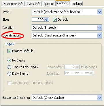 Caching Tab, Coordination Options