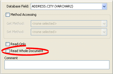 Direct to XML Mapping Property Sheet, Read Whole Document Option