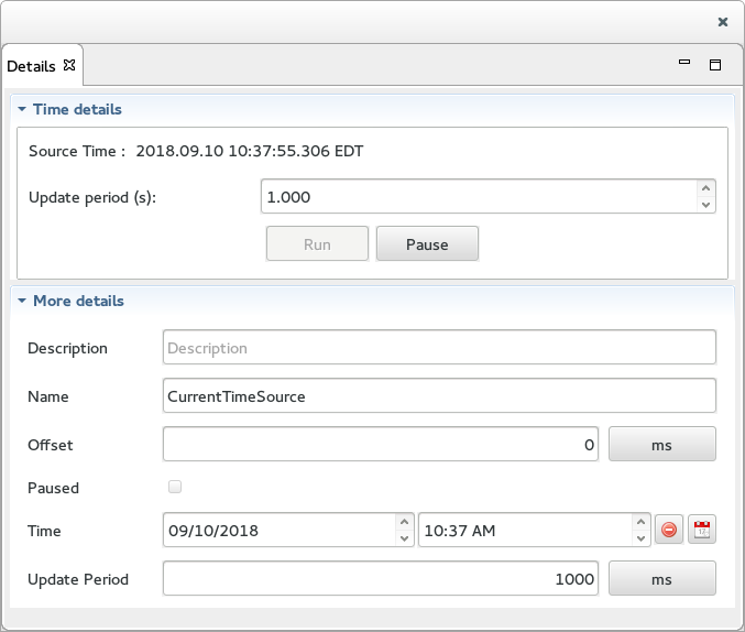 The Time Source Details View