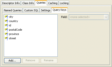 Queries, Query Keys Tab