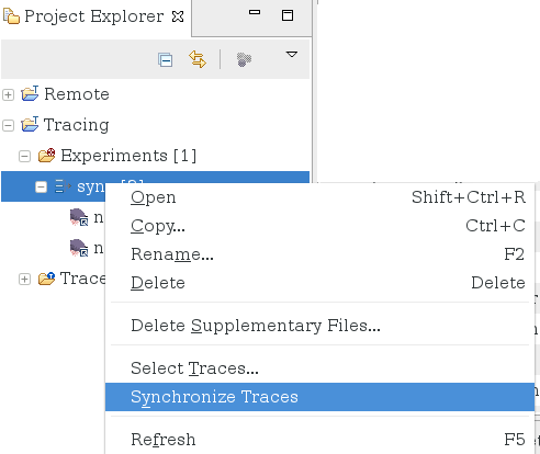 Right-click synchronize traces to perform the trace synchronization