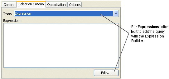 Named Queries, Selection Criteria Tab