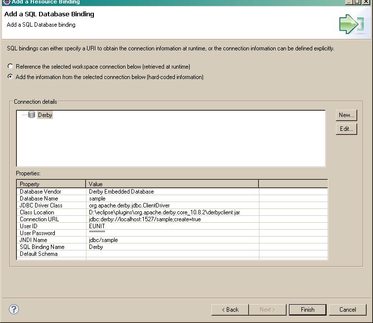 Add SQL binding to deployment descriptor.