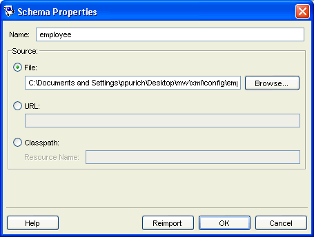 Schema Properties Dialog Box