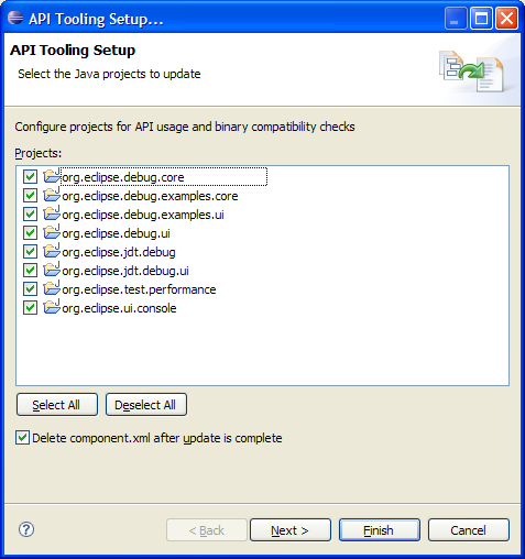 Main page of the API tooling setup wizard, presented as a refactoring