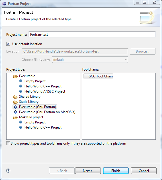 Choosing a Fortran project type