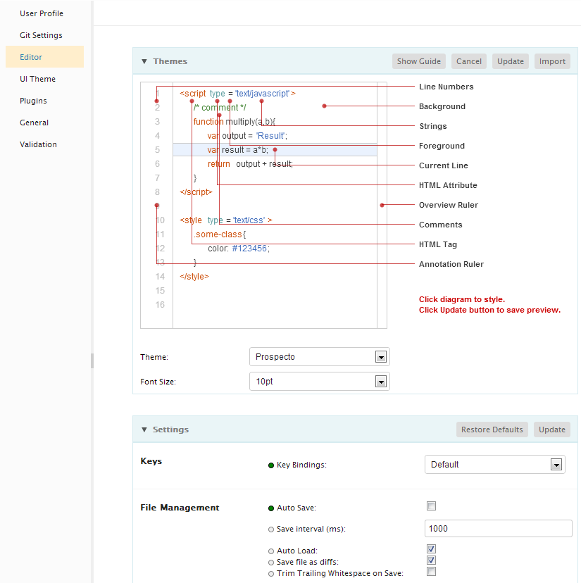 Editor settings