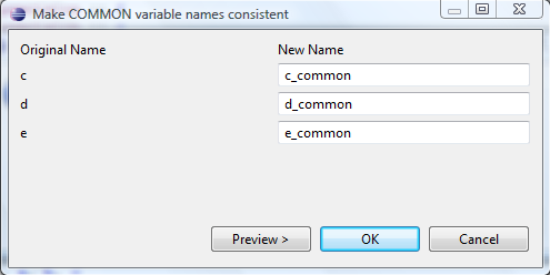 Make common var names consistent dialog