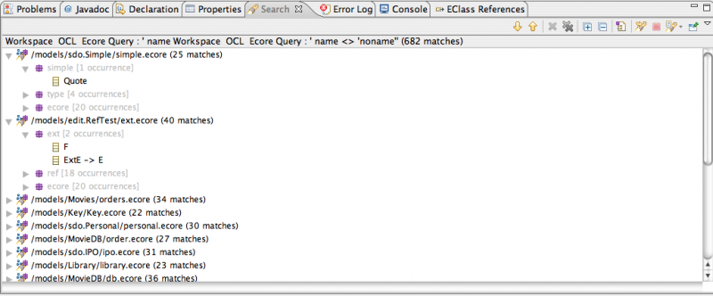 Ecore OCL Result Page