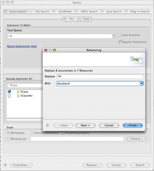 Ecore Regex Replace Parametrization