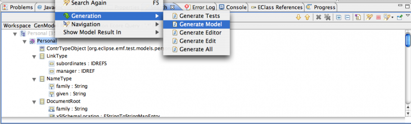 GenModel Textual Result Code Generation Actions